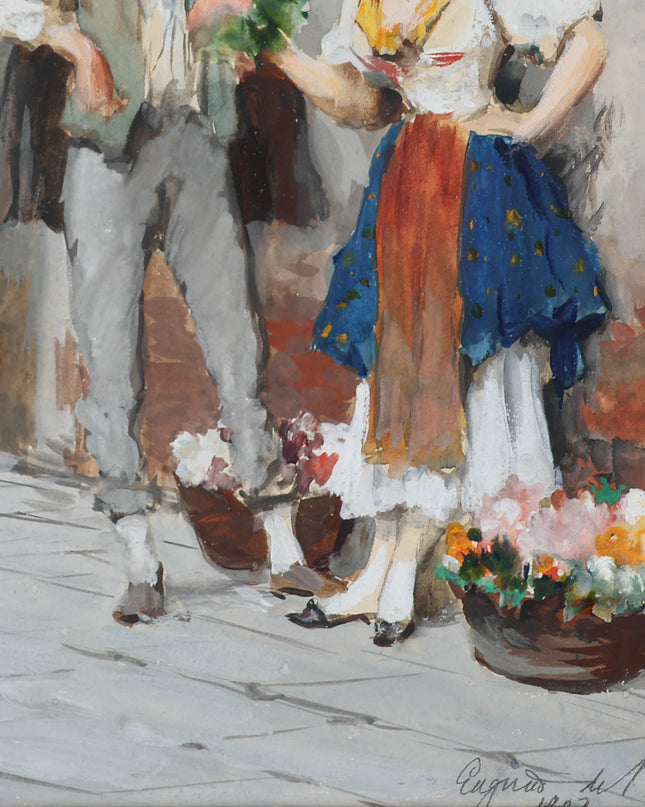 Eugene de Blaas (1843-1931) - De bloemenverkoopster