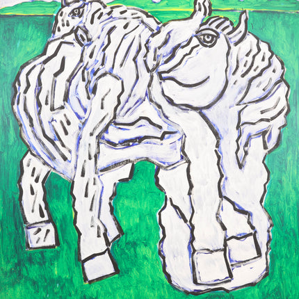 Jan Sierhuis (1928-2023)  - Twee witte paarden