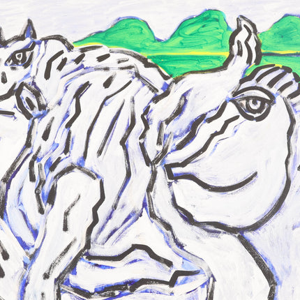 Jan Sierhuis (1928-2023)  - Twee witte paarden