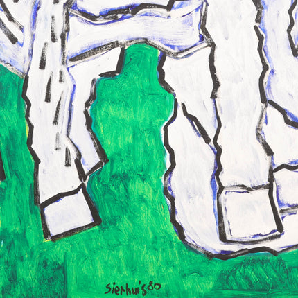 Jan Sierhuis (1928-2023)  - Twee witte paarden
