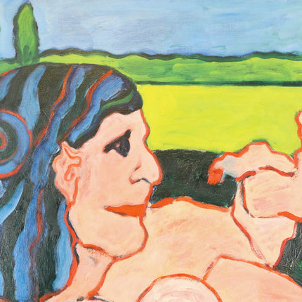 Jan Sierhuis (1928-2023)  - Figuur met tafel in een landschap