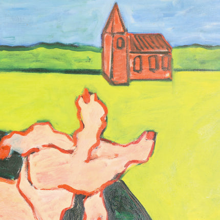 Jan Sierhuis (1928-2023)  - Figuur met tafel in een landschap