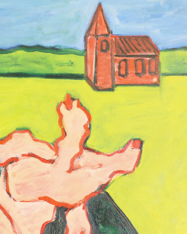 Jan Sierhuis (1928-2023)  - Figuur met tafel in een landschap