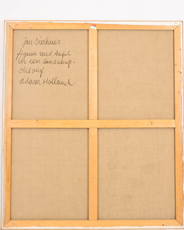 Jan Sierhuis (1928-2023)  - Figuur met tafel in een landschap