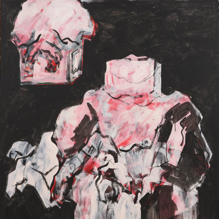 Jan Sierhuis (1928-2023) - Zwart landschap met roze figuur