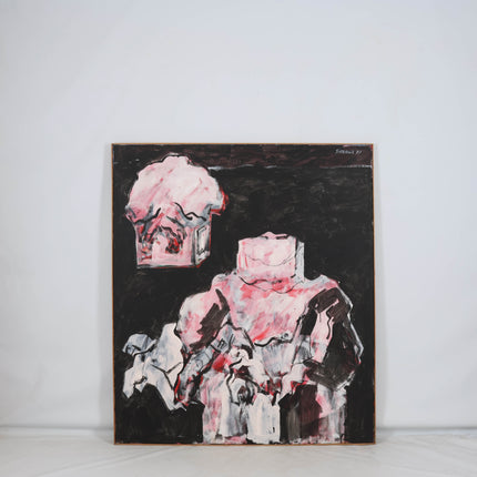 Jan Sierhuis (1928-2023) - Zwart landschap met roze figuur