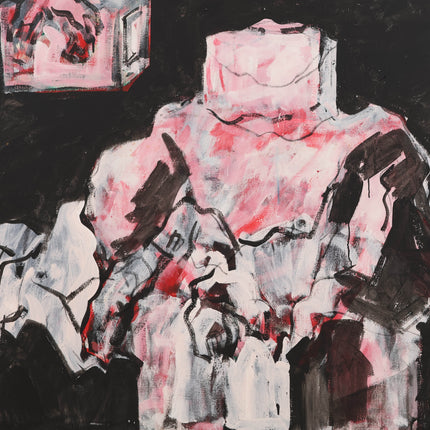 Jan Sierhuis (1928-2023) - Zwart landschap met roze figuur