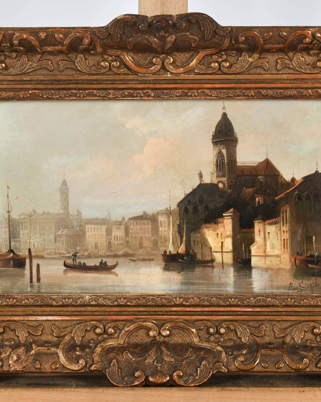 August von Siegen (1850-1910) - View of Venice from the water