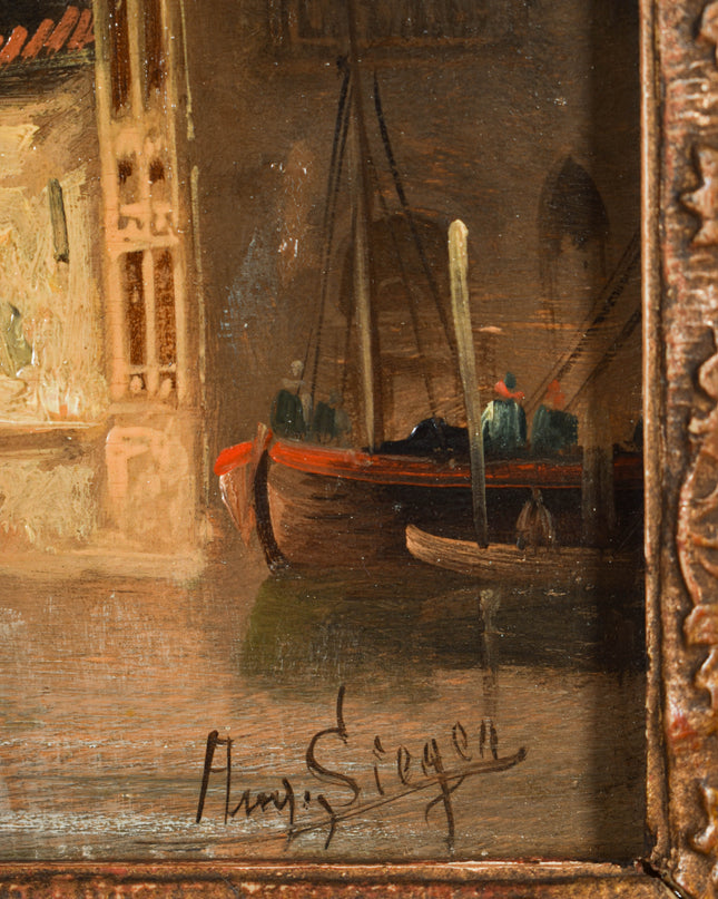 August von Siegen (1850-1910) - View of Venice from the water