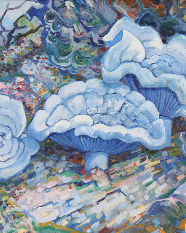 Blauwe paddenstoelen