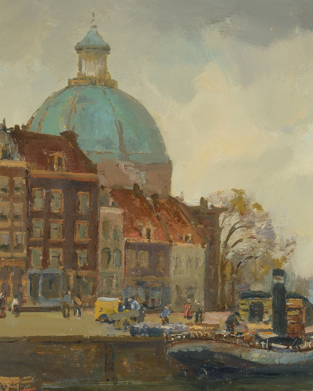 David Schulman  (1881-1966) Gezicht op de Nieuwe of Ronde Lutherse  Kerk te Amsterdam
