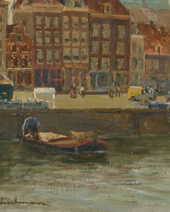 David Schulman  (1881-1966) Gezicht op de Nieuwe of Ronde Lutherse  Kerk te Amsterdam