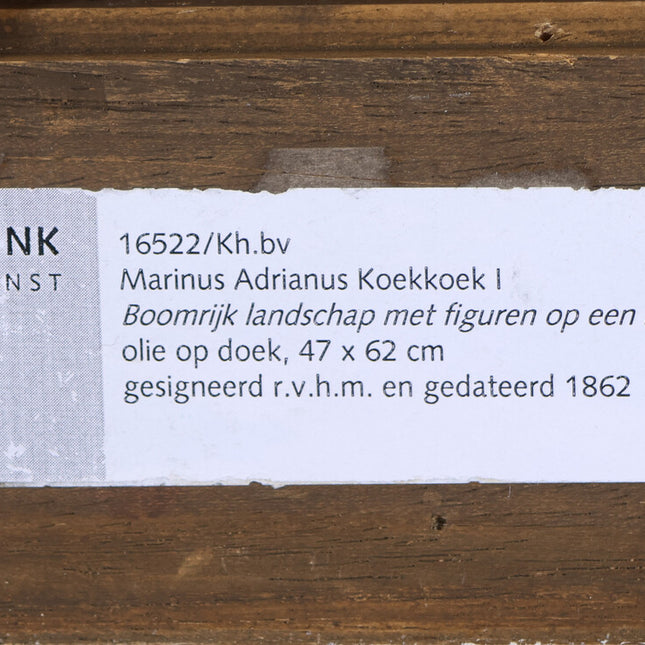 Marinus Adrianus Koekkoek (1807-1868) Boomrijk landschap met figuren op een landweg