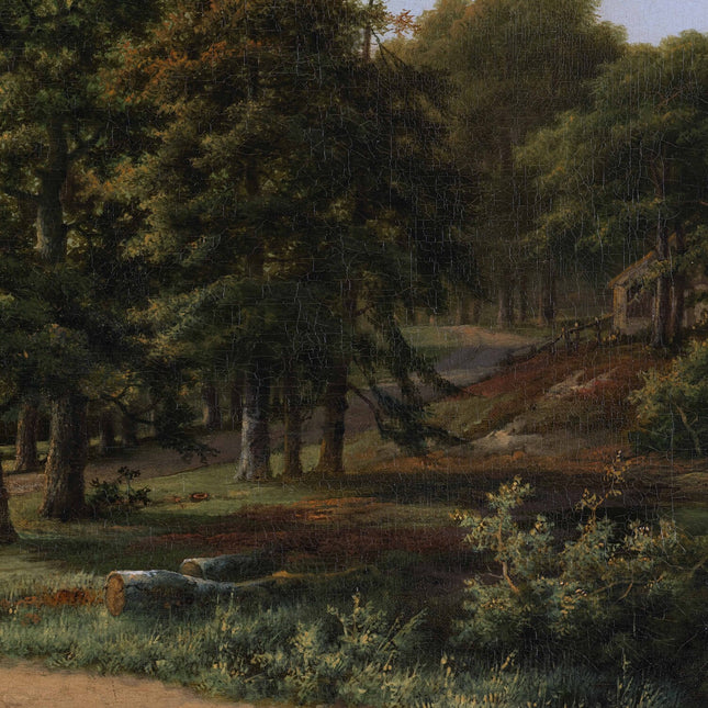 Marinus Adrianus Koekkoek (1807-1868) Boomrijk landschap met figuren op een landweg