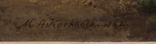 Marinus Adrianus Koekkoek (1807-1868) Boomrijk landschap met figuren op een landweg