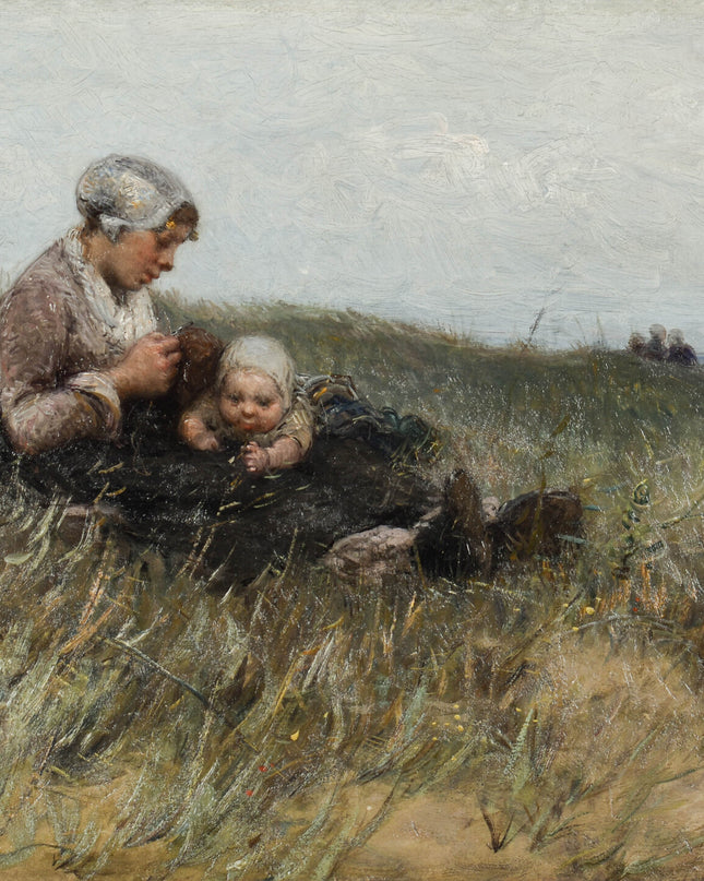 Moeder met kind in de duinen