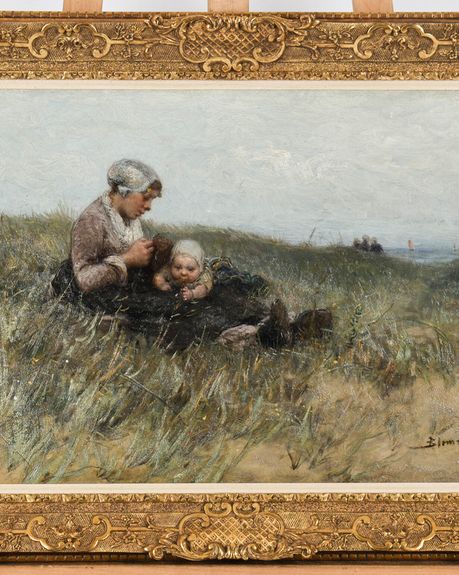 Moeder met kind in de duinen