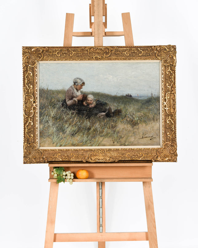 Moeder met kind in de duinen