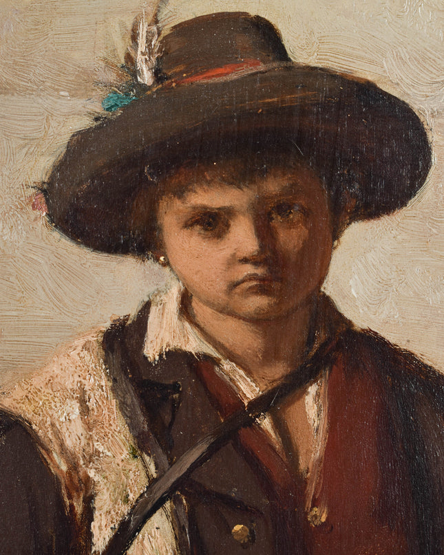 Nestor Alexandre Nicolas Robert (1817-1890) Le petit sonneur de corne