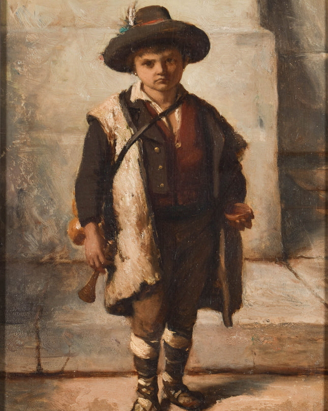Nestor Alexandre Nicolas Robert (1817-1890) Le petit sonneur de corne
