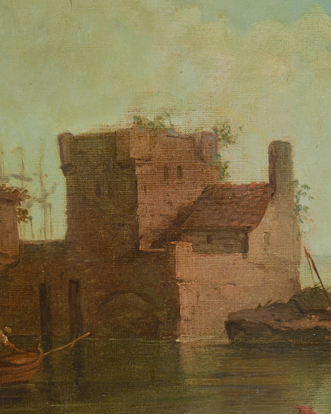 Omgeveing J. Vernet (XVII) Compositie van figuren en boten aan de haven