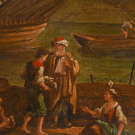 Omgeveing J. Vernet (XVII) Compositie van figuren en boten aan de haven