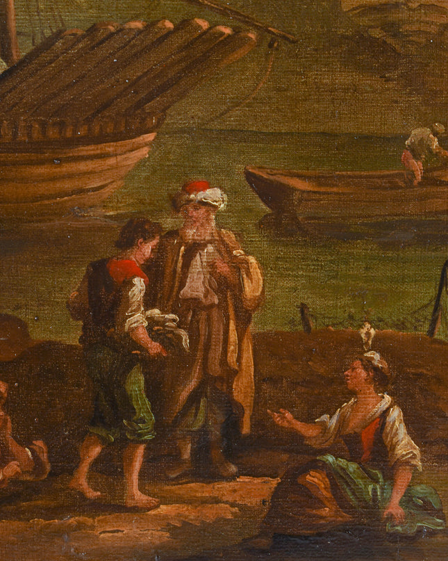 Omgeveing J. Vernet (XVII) Compositie van figuren en boten aan de haven