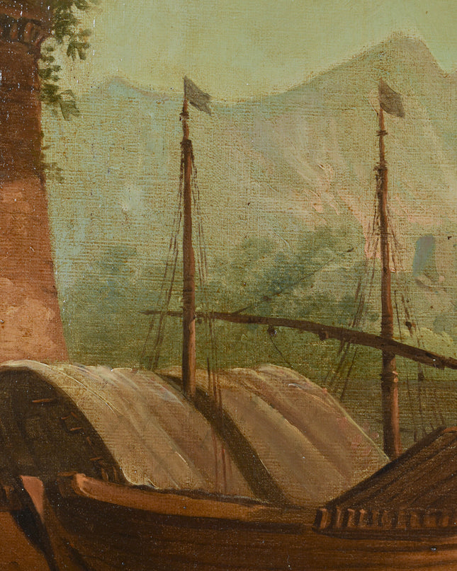 Omgeveing J. Vernet (XVII) Compositie van figuren en boten aan de haven