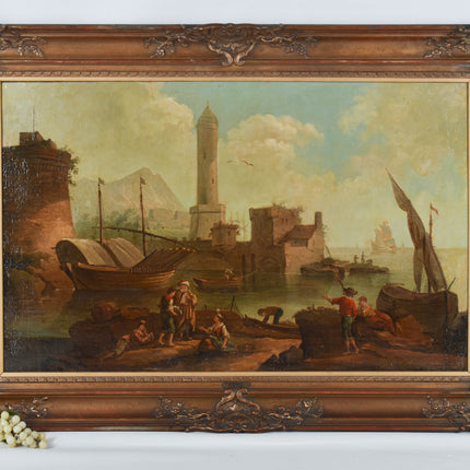 Omgeveing J. Vernet (XVII) Compositie van figuren en boten aan de haven