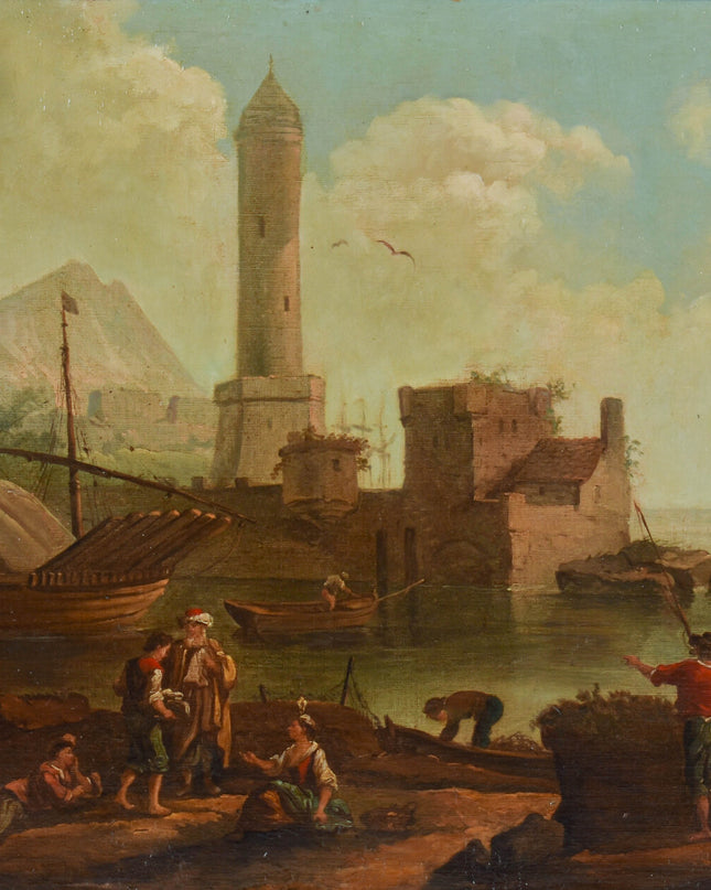 Omgeveing J. Vernet (XVII) Compositie van figuren en boten aan de haven