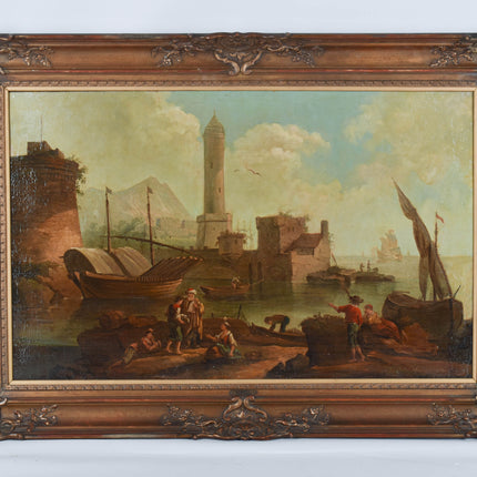 Omgeveing J. Vernet (XVII) Compositie van figuren en boten aan de haven