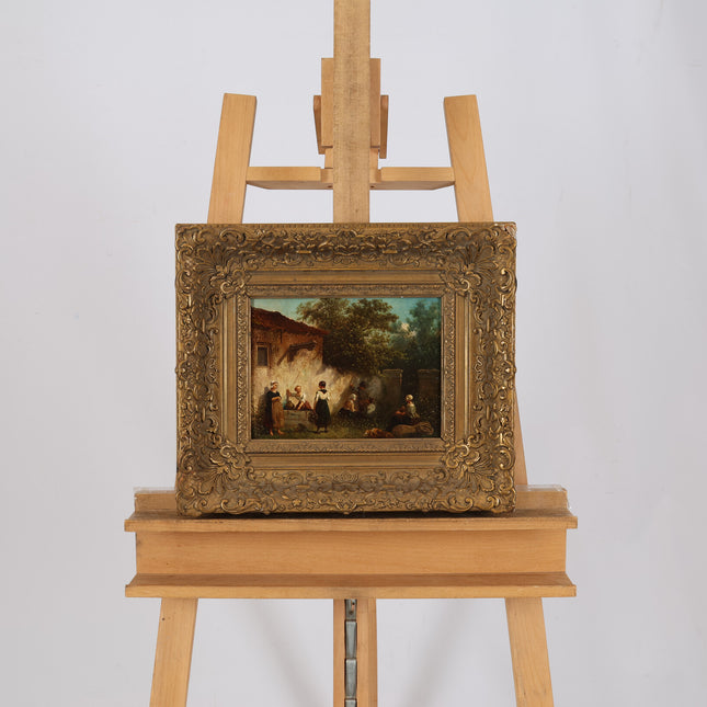 Salomon Verveer (1813-1876) Figuren op binnenplaats