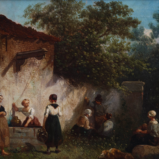 Salomon Verveer (1813-1876) Figuren op binnenplaats